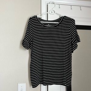 American Eagle Striped Top with Ruffle Sleeves